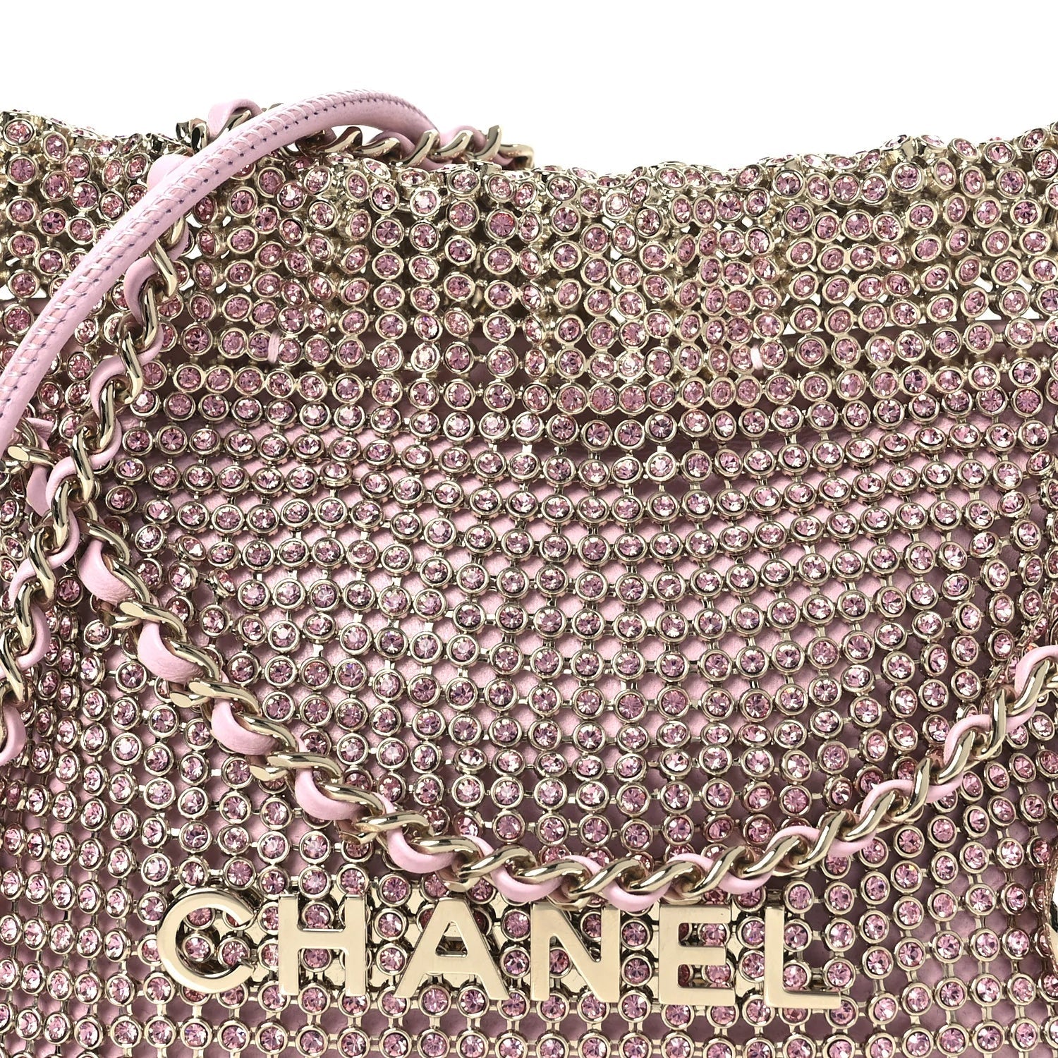 Crystal Embellished Metallic Lambskin Mini  22 Pink