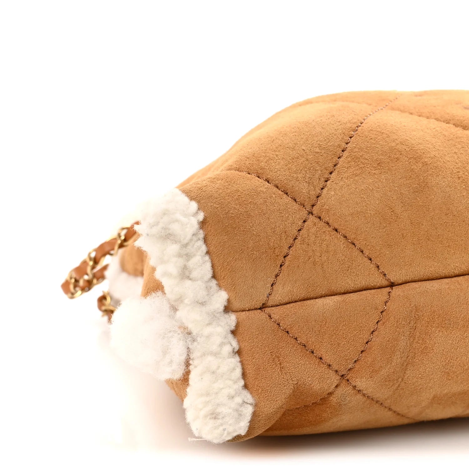 Suede Shearling Quilted Small  22 Brown White