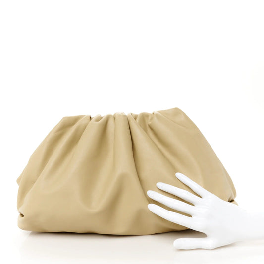 Smooth Butter Calf the Pouch Oversized Clutch Tapioca