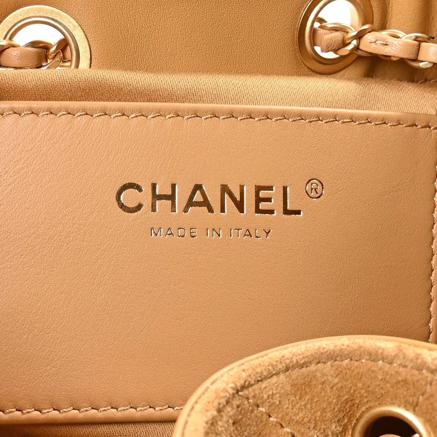 Suede Quilted Small  25 Handbag Beige