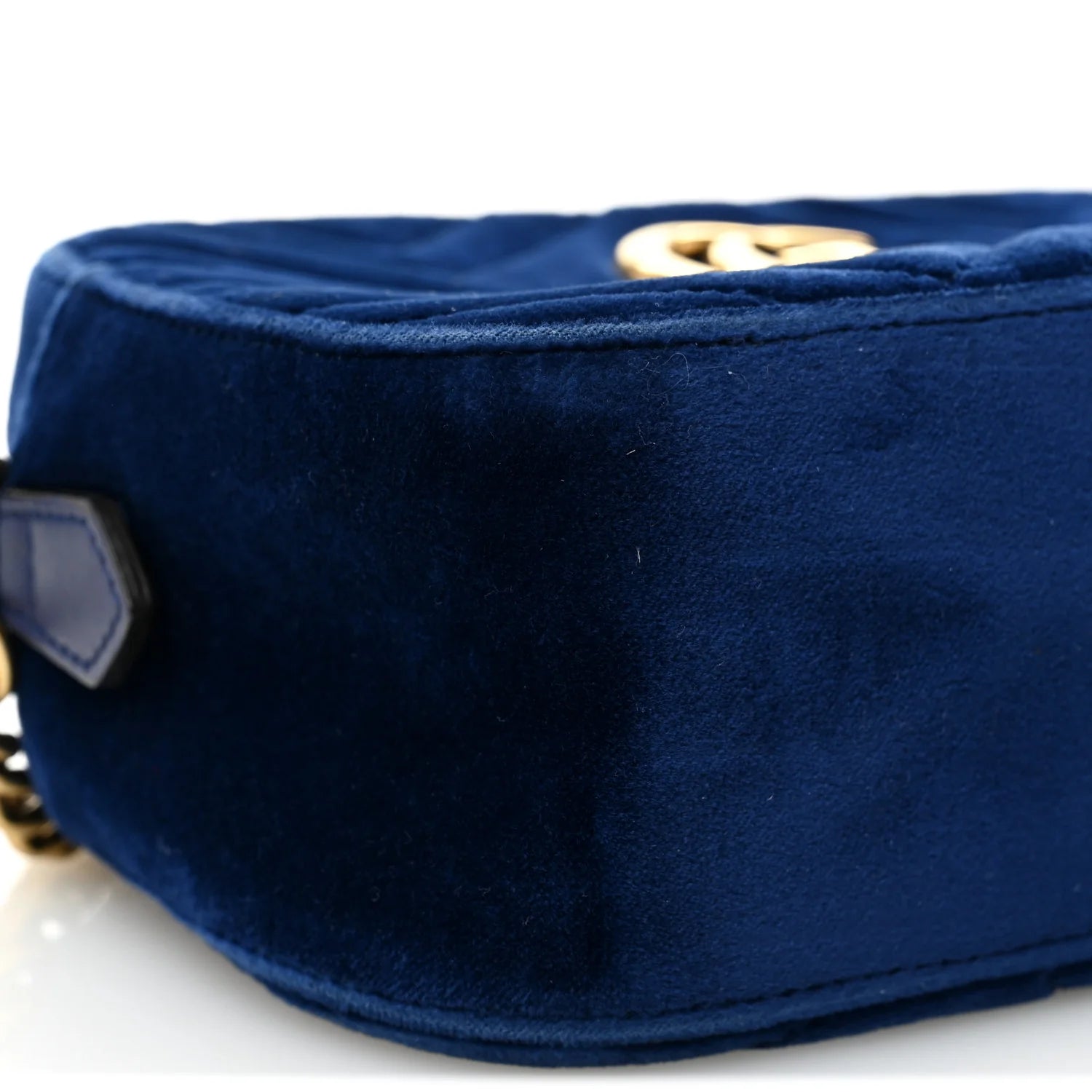 Velvet Matelasse Small GG Marmont Chain Shoulder Bag Cobalt