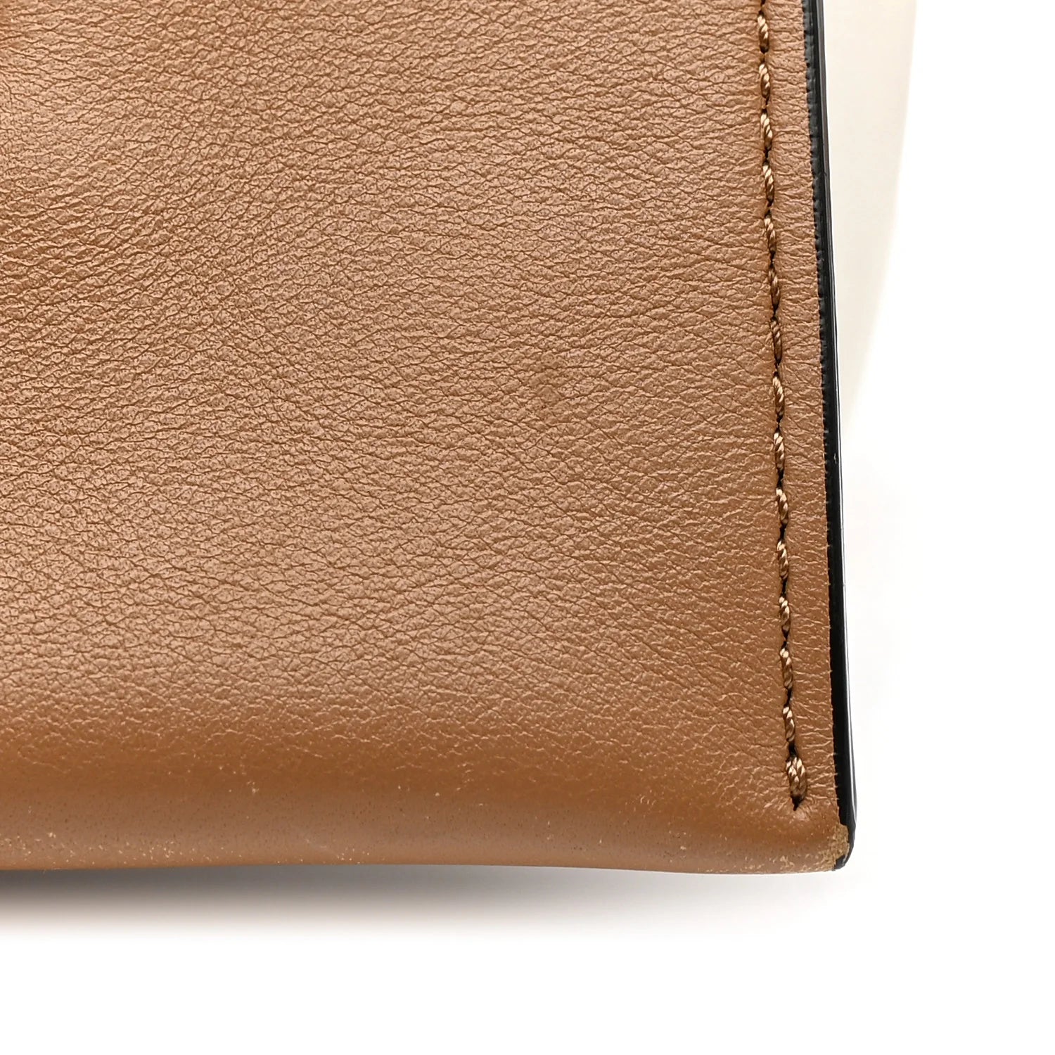 Shiny Smooth Calfskin Medium Frame Shoulder Bag Tan Optic White