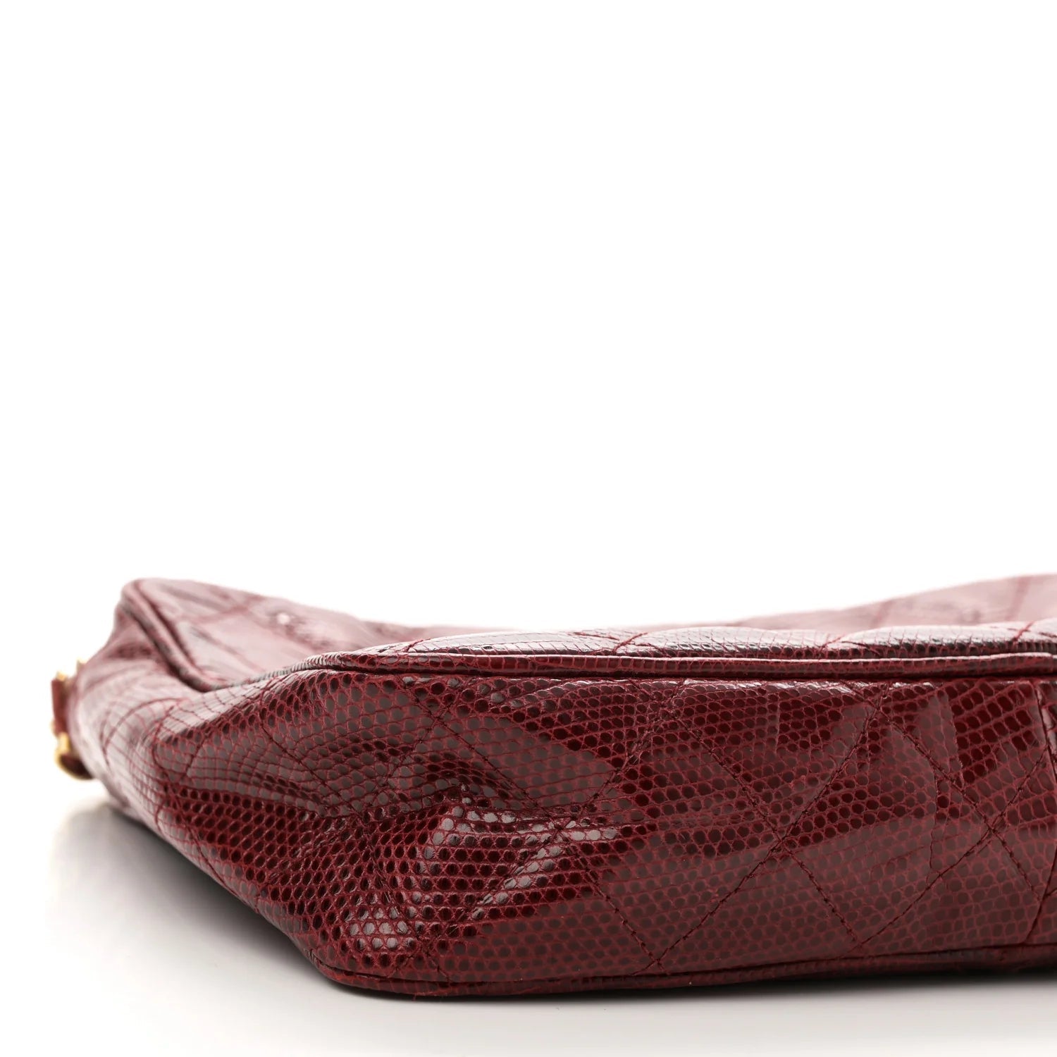 Lizard Quilted Small Tassel Camera Case Burgundy