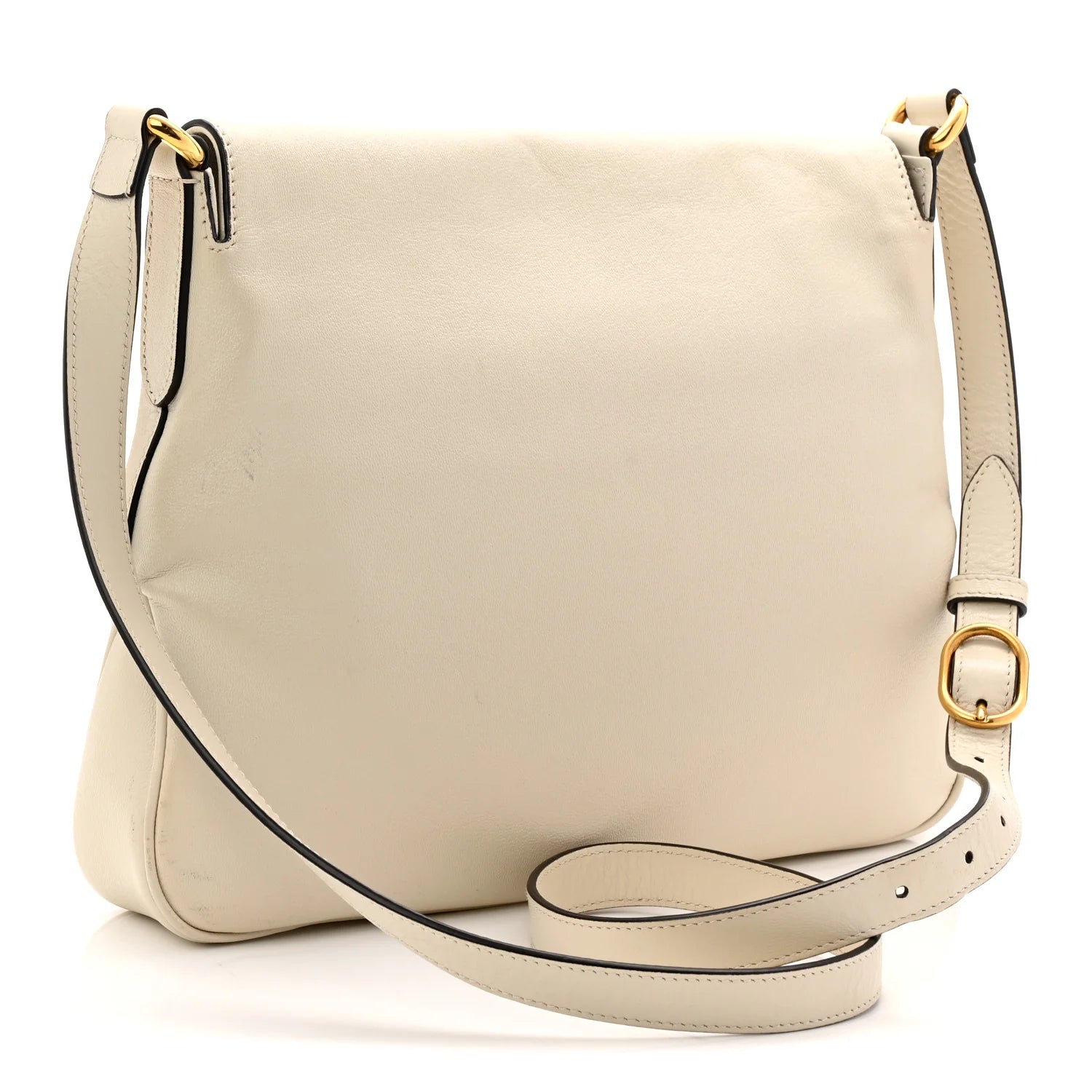 New Sakai Calfskin Lux Medium Dahlia Messenger Shoulder Bag Mystic White
