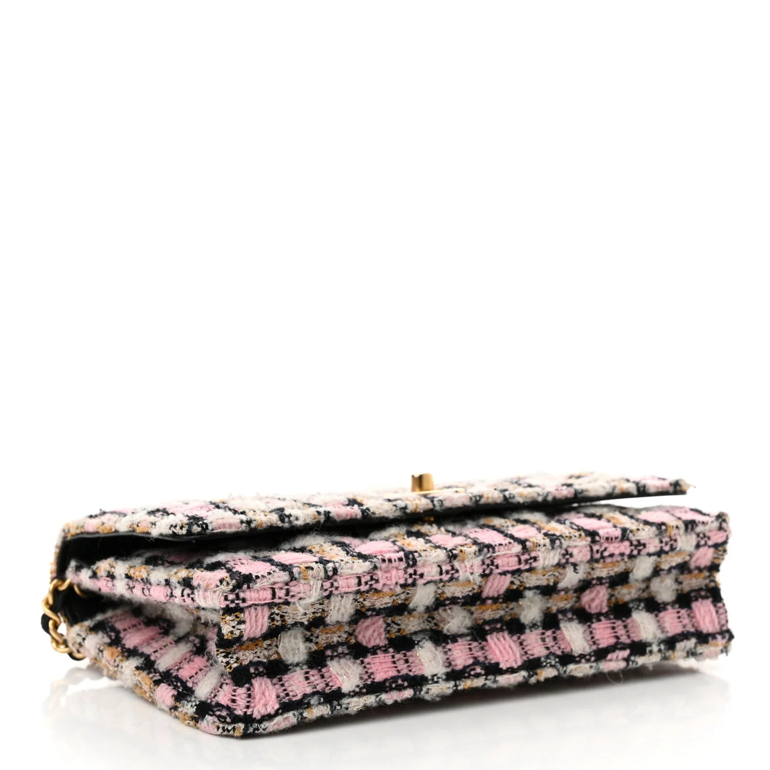 Tweed Quilted CC Pearl Crush Wallet on Chain WOC Pink Multicolor