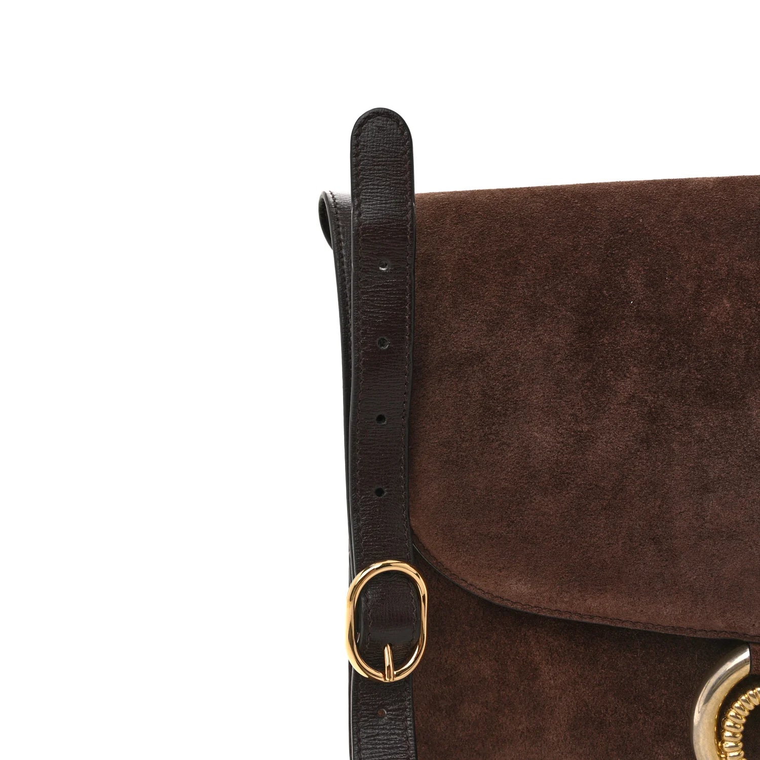 Suede Medium Torchon GG Ring Shoulder Bag Reflex Brown