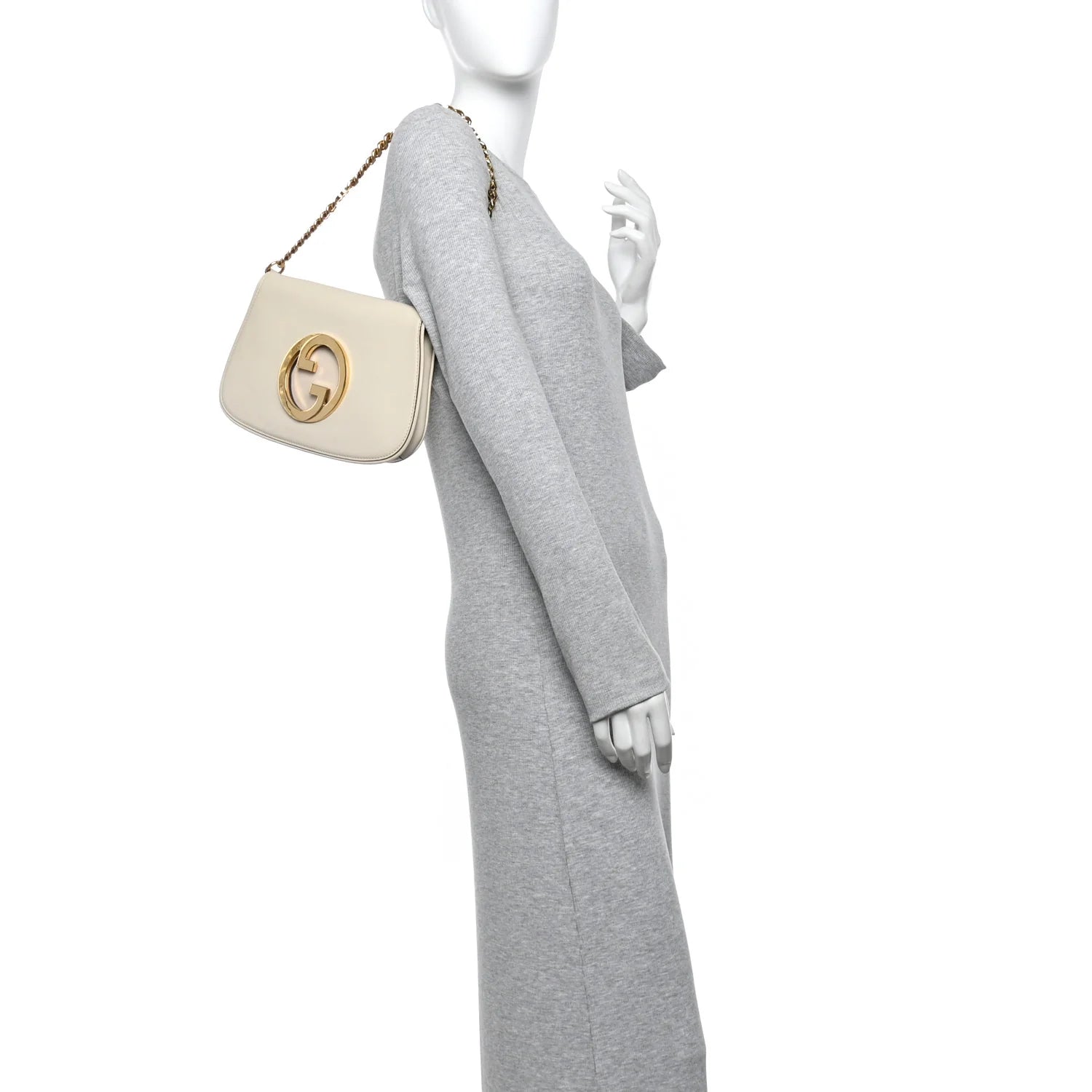 Roxy Calfskin Blondie Chain Shoulder Flap Bag Mystic White