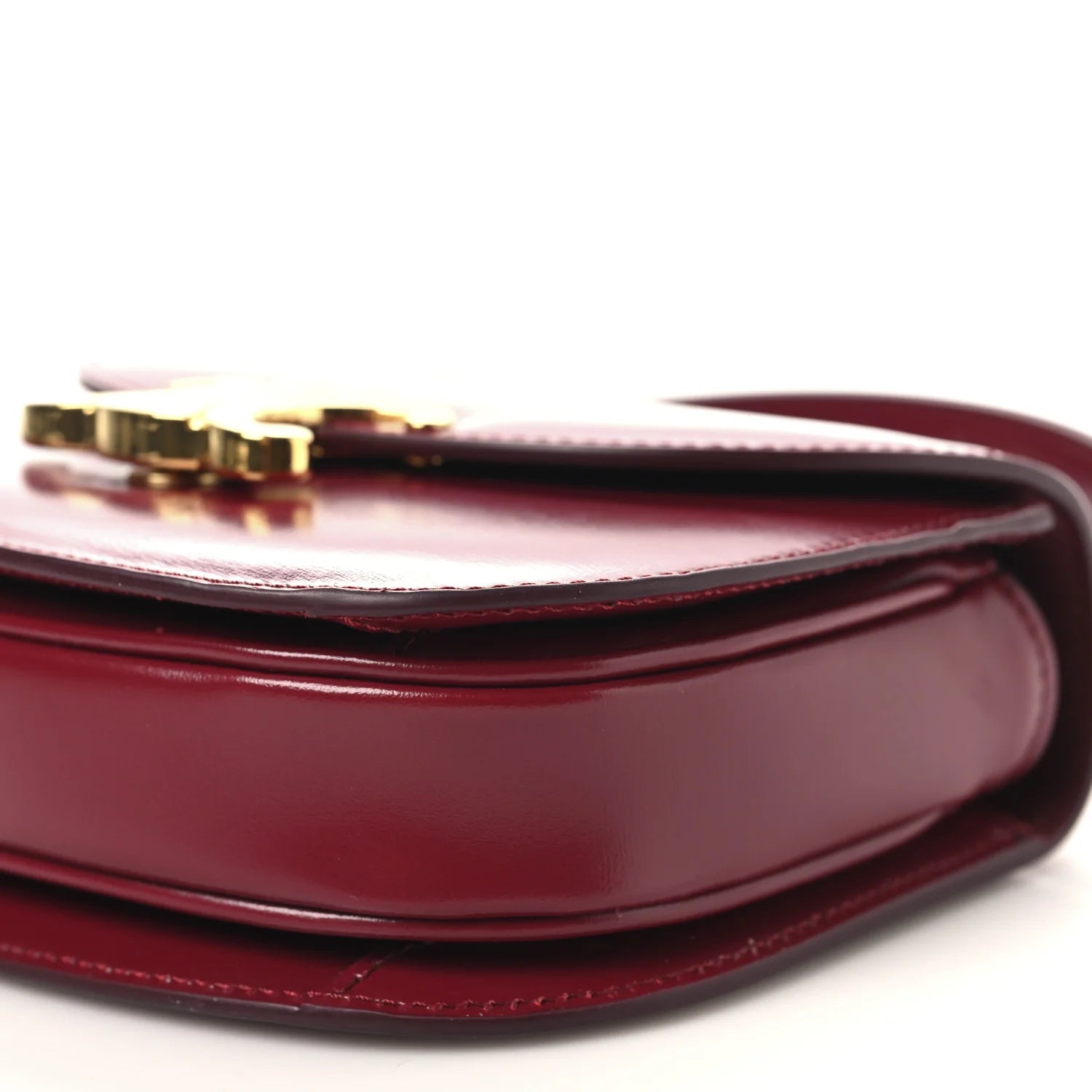 Shiny Calfskin Triomphe Mini Besace Clea Carmin