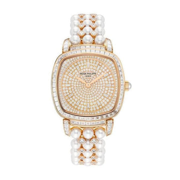 Ladies Gondolo Haute Joaillerie, 18Kt Rose Gold Set with Diamonds and Akoya Pearls, 31 × 34.8Mm, Ref# 7042/100R-010
