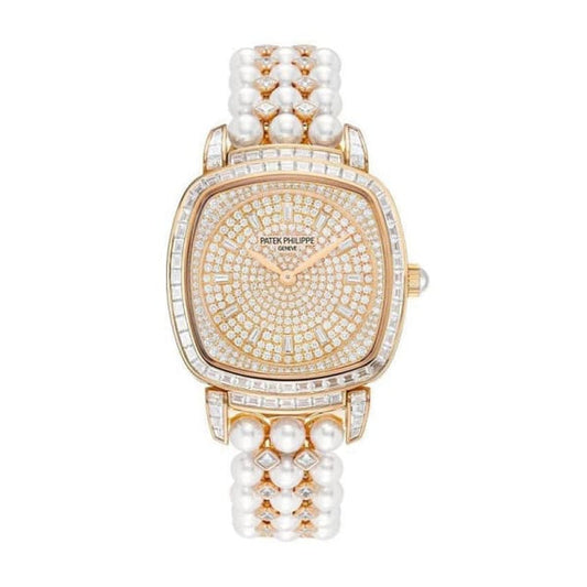 Ladies Gondolo Haute Joaillerie, 18Kt Rose Gold Set with Diamonds and Akoya Pearls, 31 × 34.8Mm, Ref# 7042/100R-010