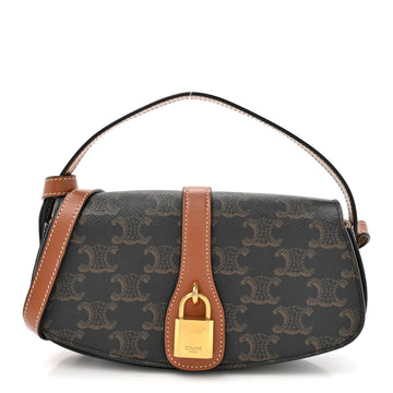 Triomphe Canvas Calfskin Tabou Clutch on Strap Tan