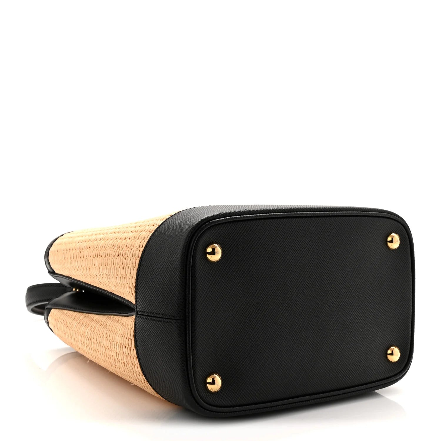 Paglia Saffiano Medium Panier Bucket Bag Naturale Black