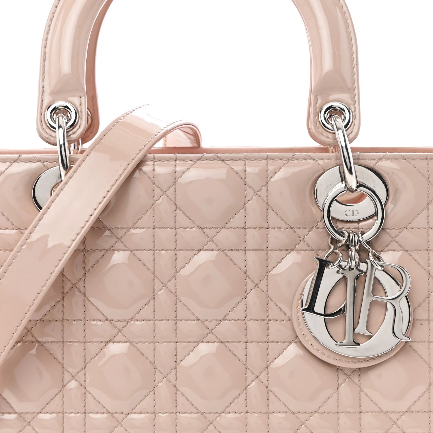 Patent Cannage Medium Lady Dior Rose Clair