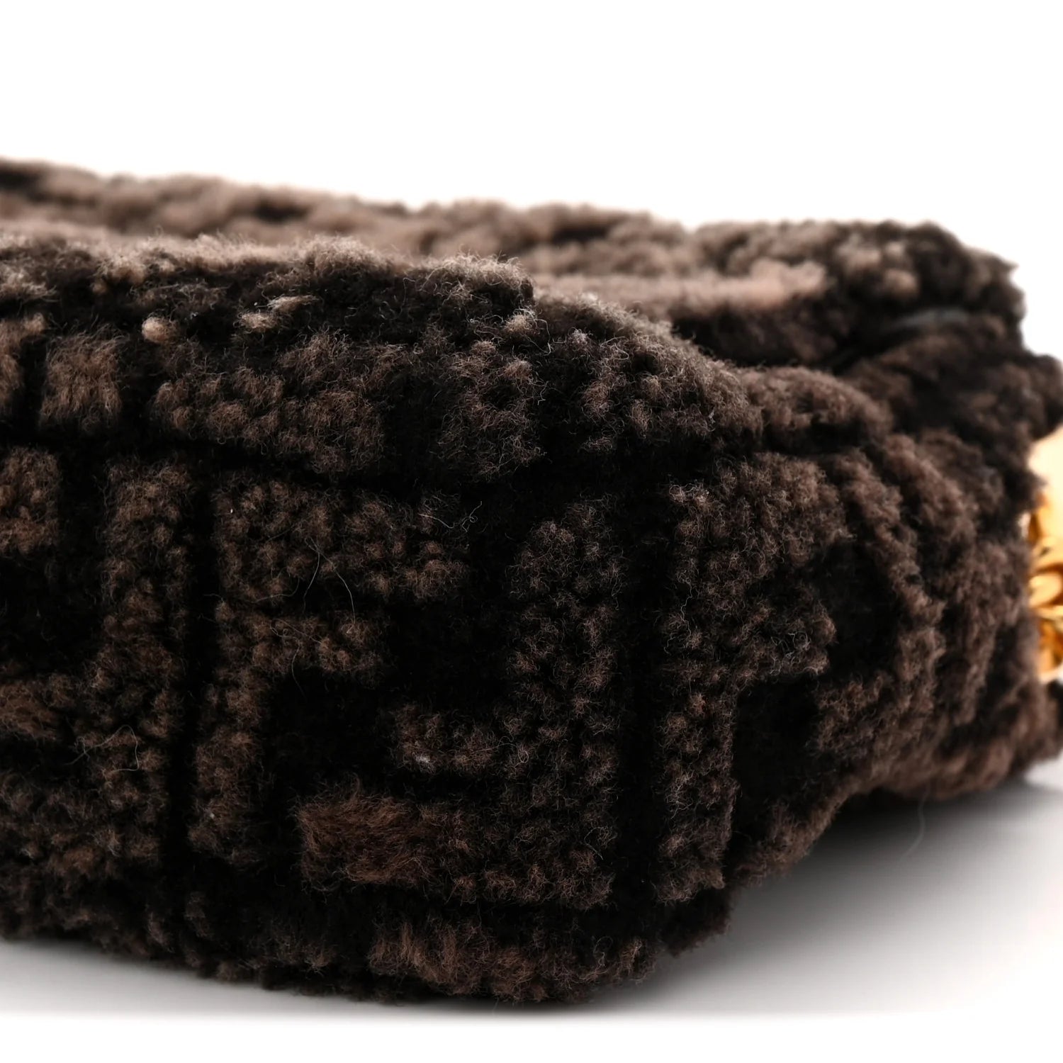 Shearling FF Midi Chain Baguette Ebano