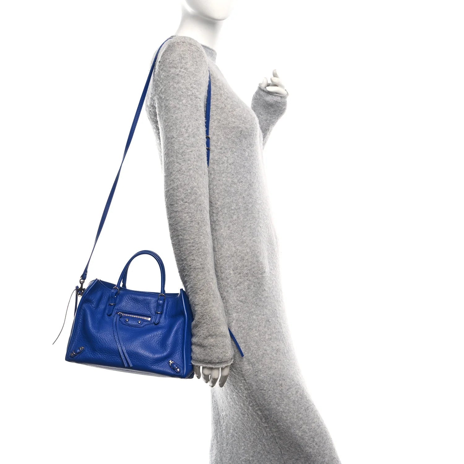 Veau Papier A6 Zip around Tote Bleu Roi