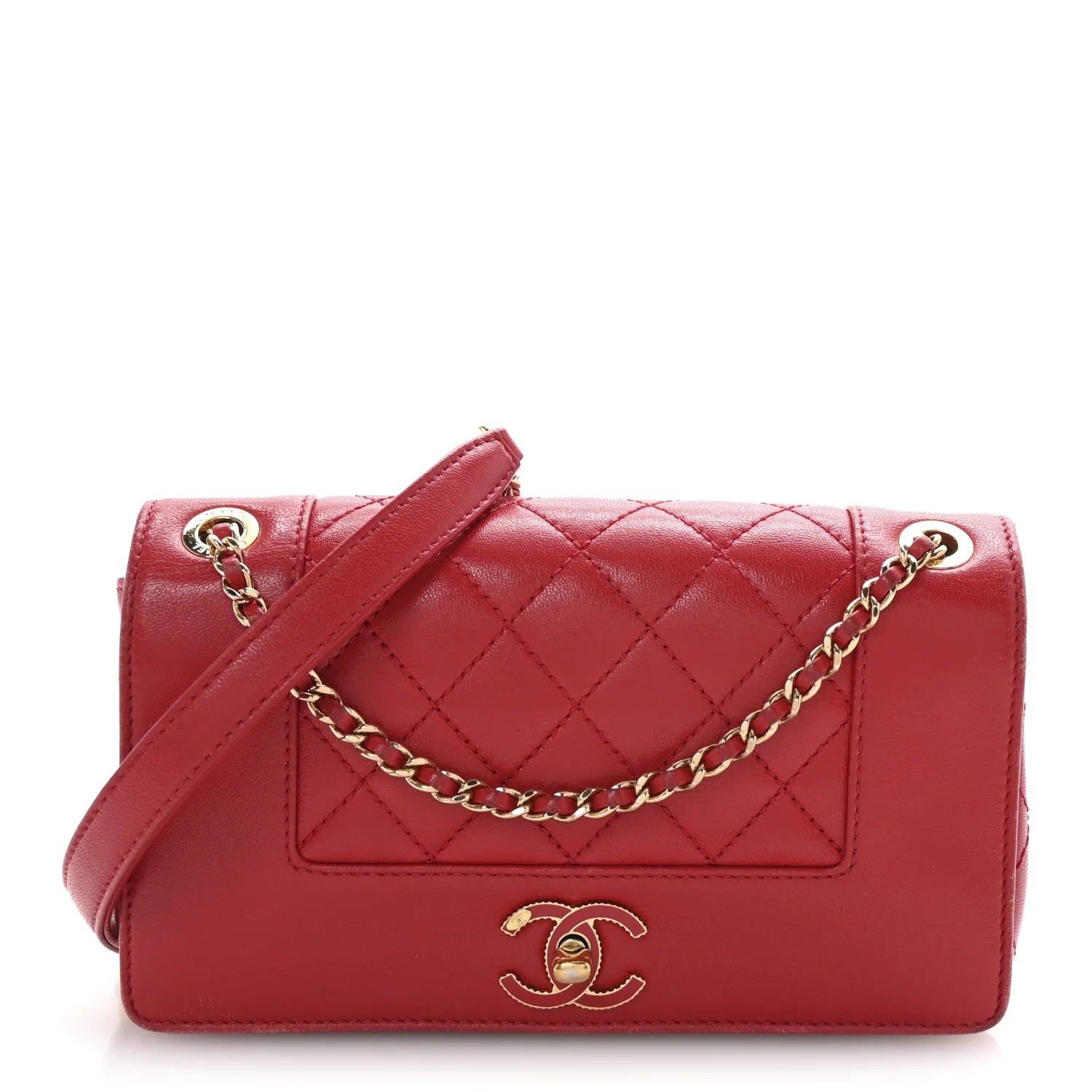 Sheepskin Quilted Medium Vintage Mademoiselle Flap Red
