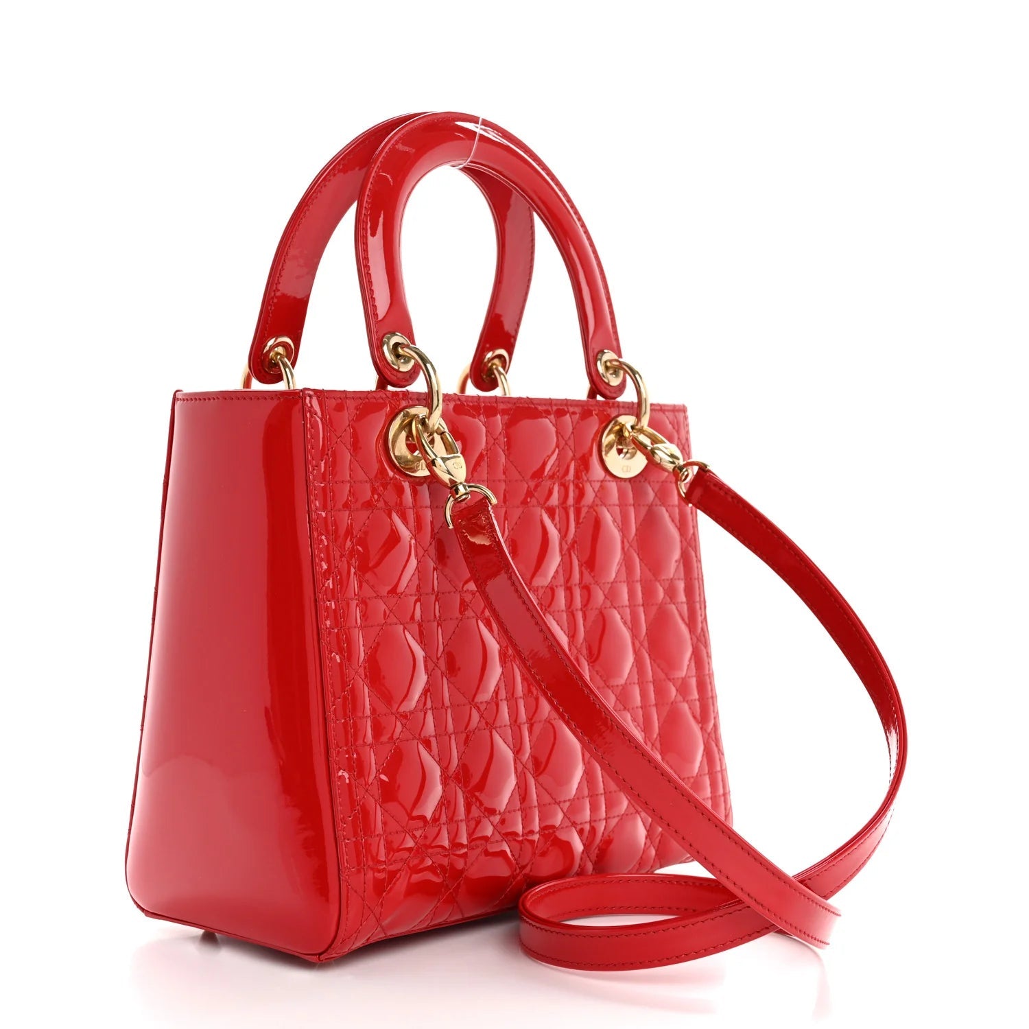 Patent Cannage Medium Lady Dior Red