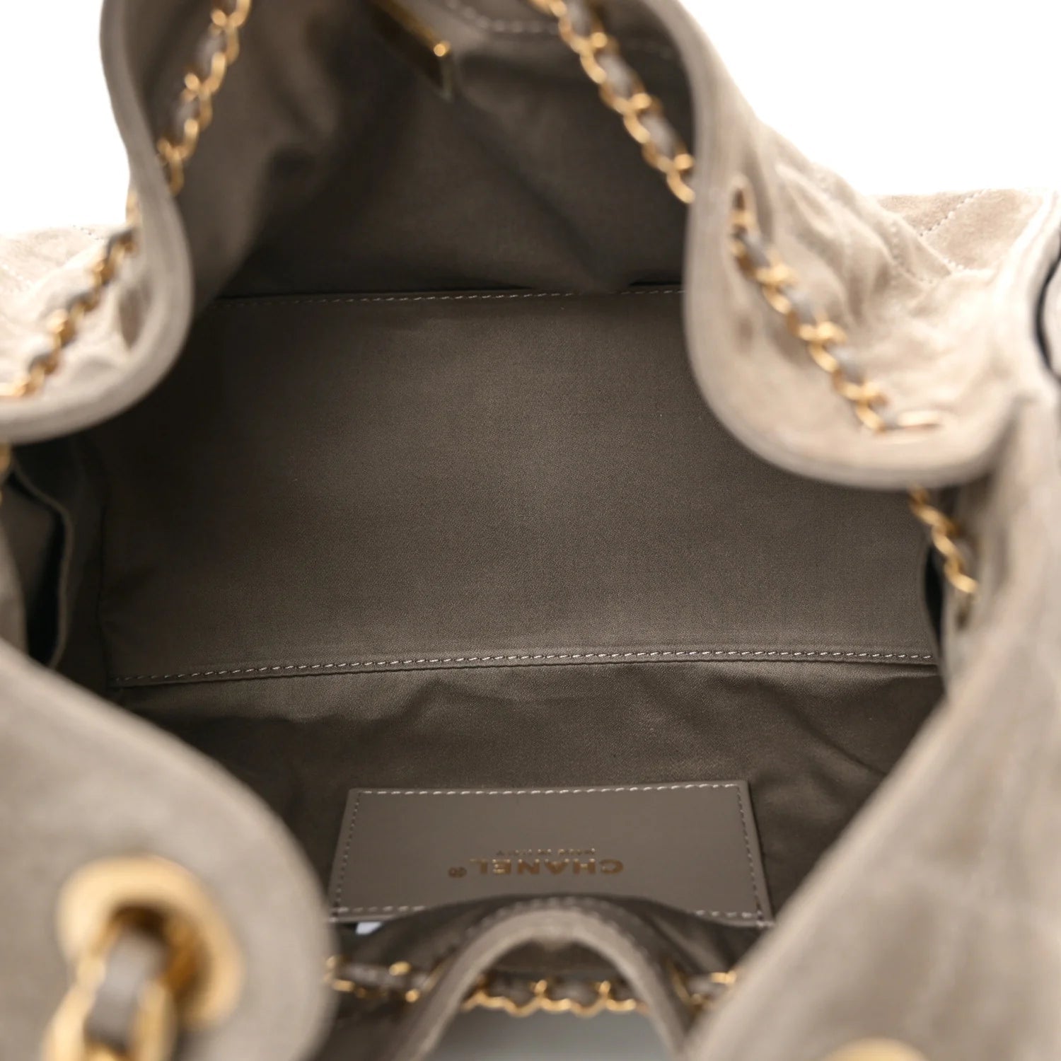 Suede Quilted Small  25 Handbag Dark Grey