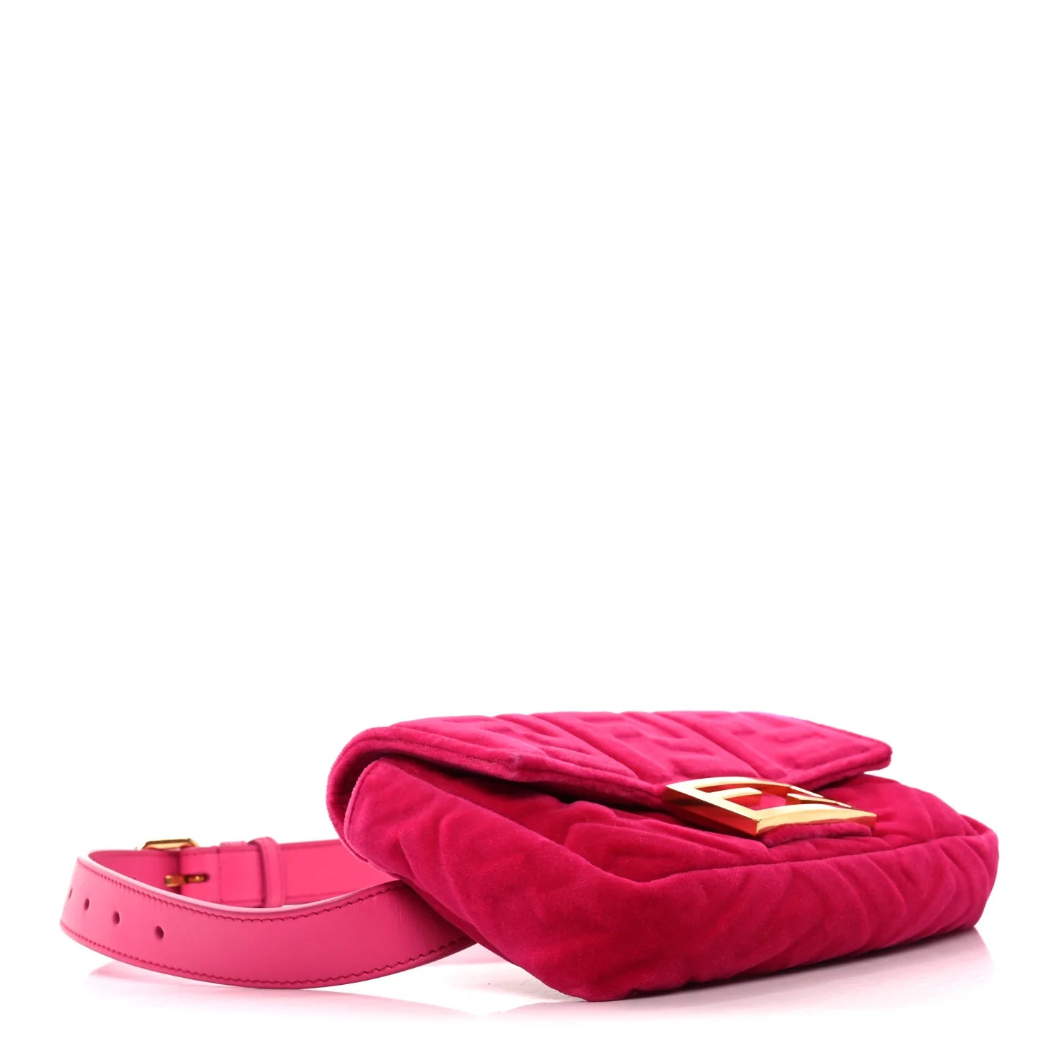 Velvet FF Embossed Hip Belt Baguette Bag Fuxia