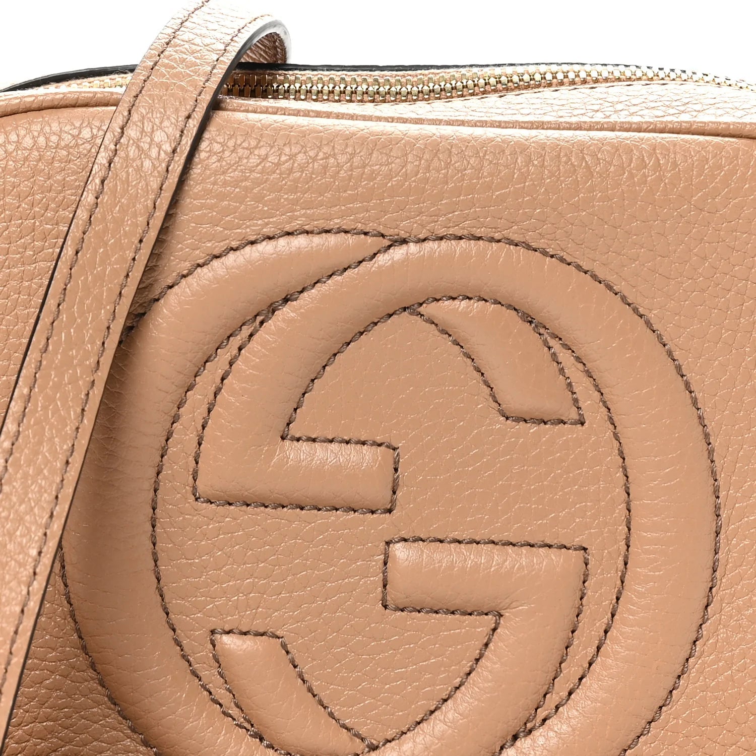 Pebbled Calfskin Small Soho Disco Bag Camelia