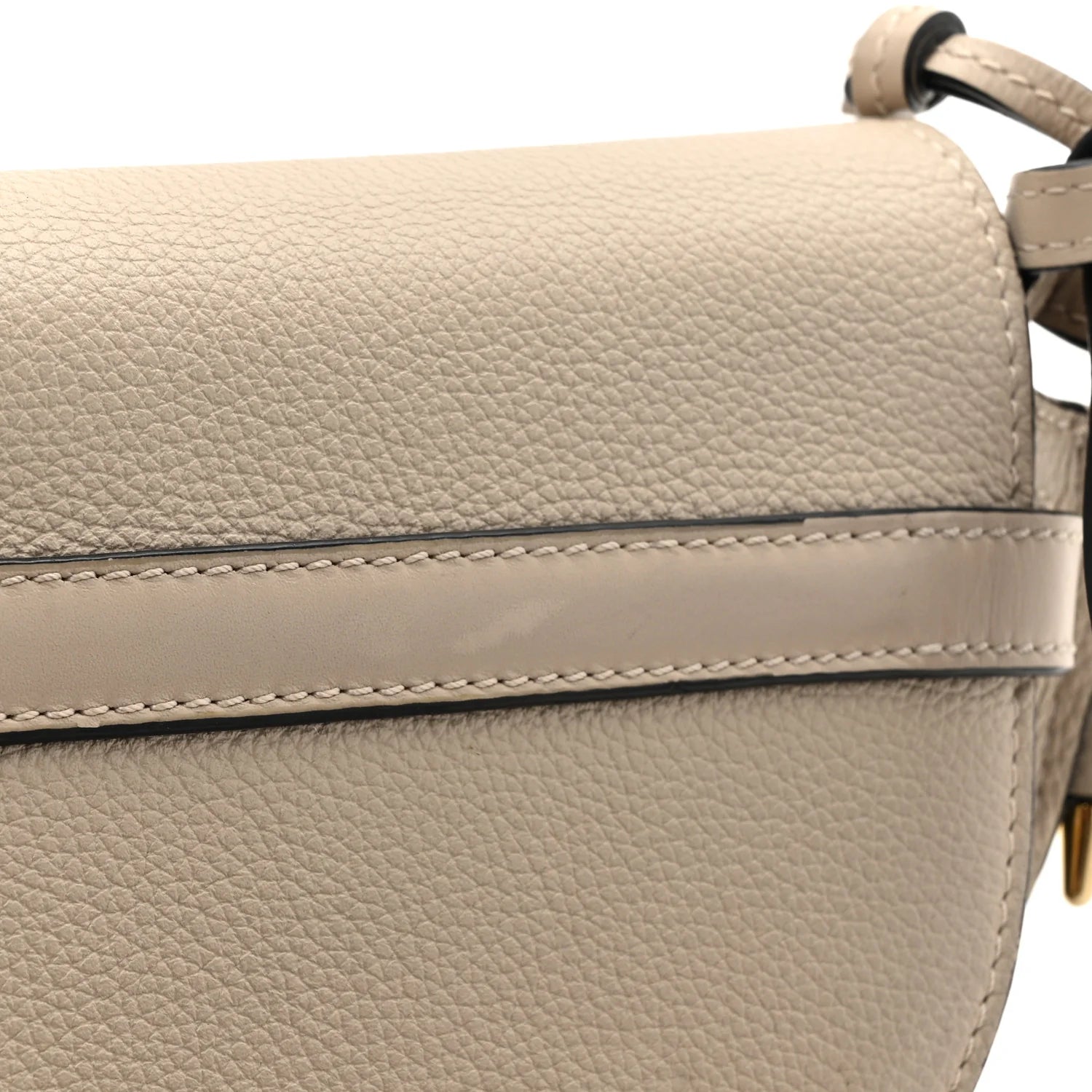 Grained Calfskin Mini Gate Crossbody Bag Light Oat