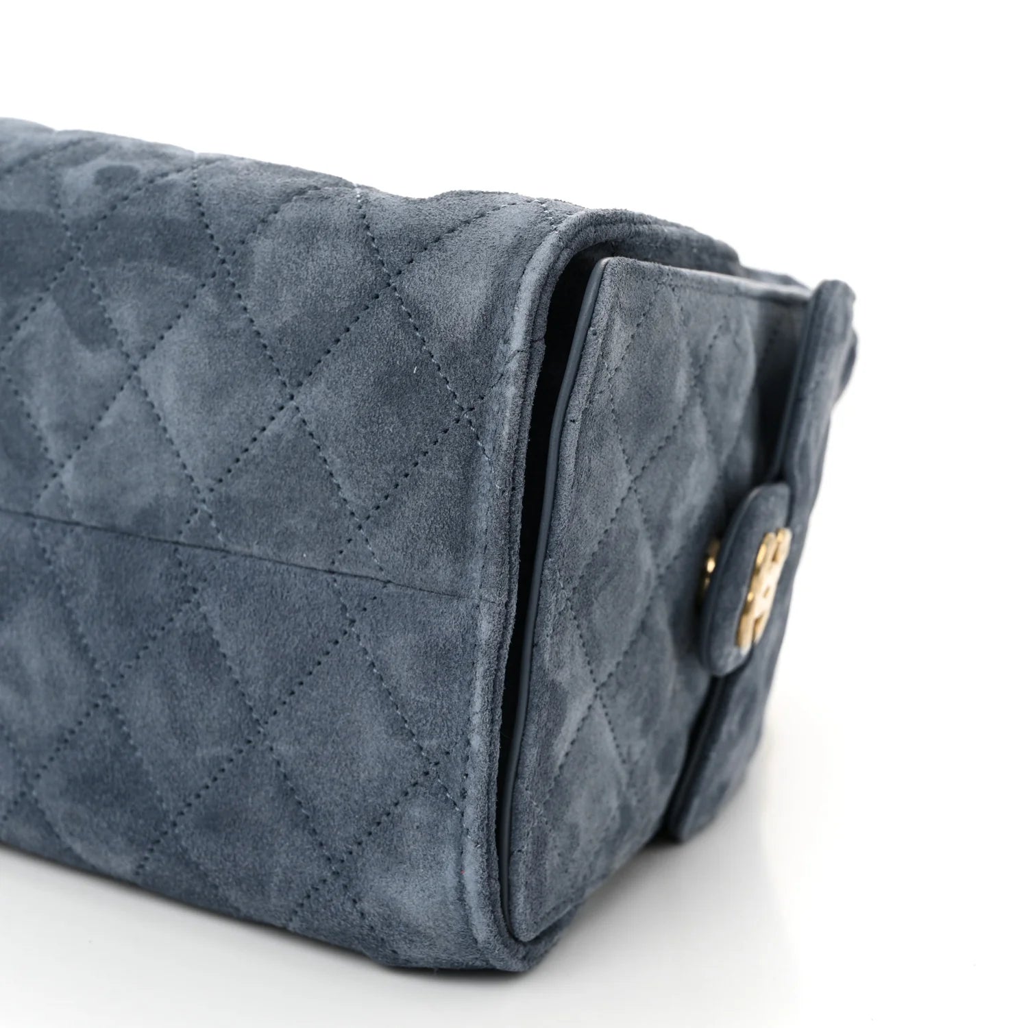 Suede Quilted Small  25 Handbag Blue