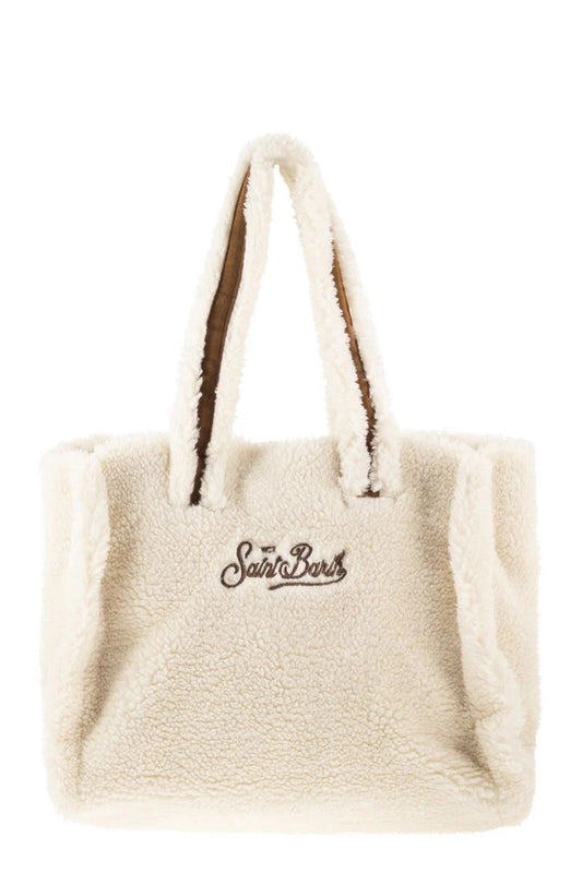 COLETTE TEDDY - SHERPA HANDBAG with LOGO