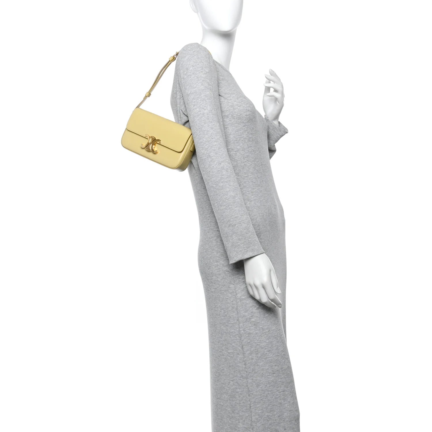 Shiny Calfskin Triomphe Shoulder Bag Papyrus