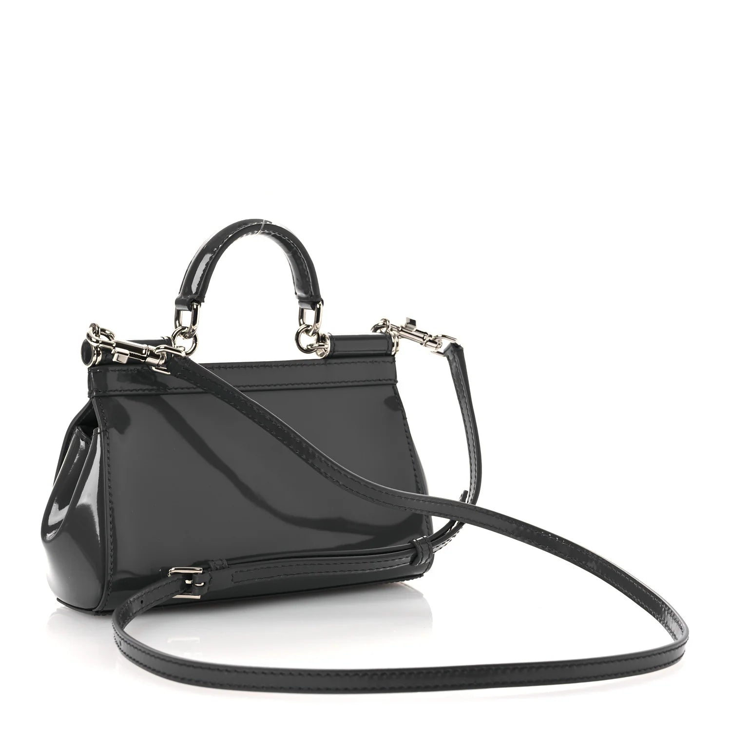 Patent Small Miss Sicily Satchel Grey