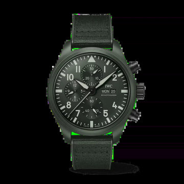 Unworn  Pilot’S Watch Chronograph TOP GUN Edition “Woodland”, Ceramic, Black DLC Titanium, 44,5Mm, Ref# IW389106, Box and Papers