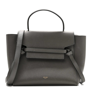 Grained Calfskin Micro Belt Bag Grey