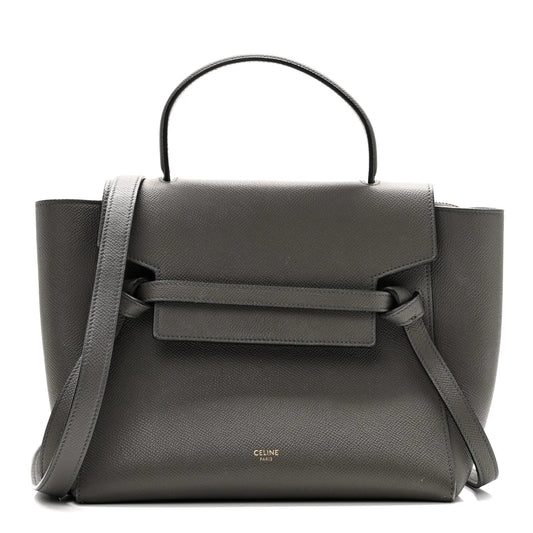 Grained Calfskin Micro Belt Bag Grey