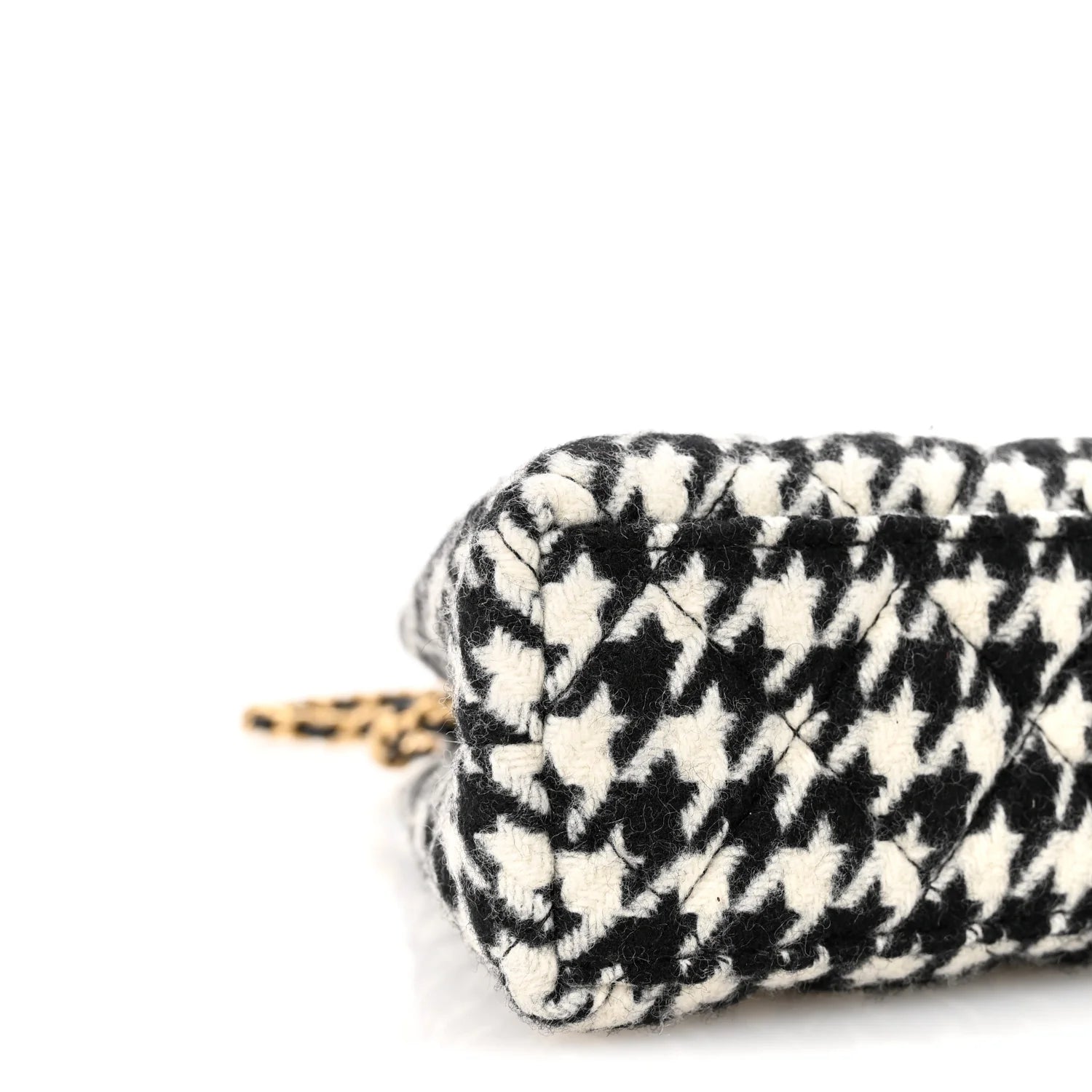 Tweed Houndstooth Quilted Nano Kelly Shopper Black White