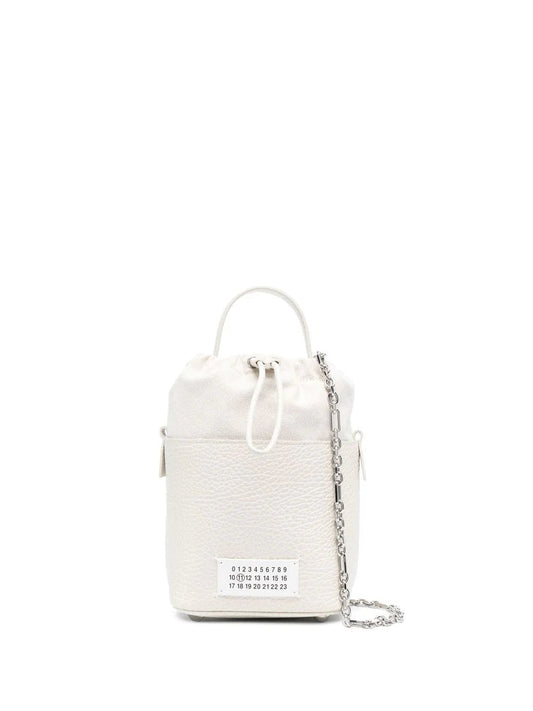 CHALK LEATHER and CANVAS MINI 5AC BUCKET BAG