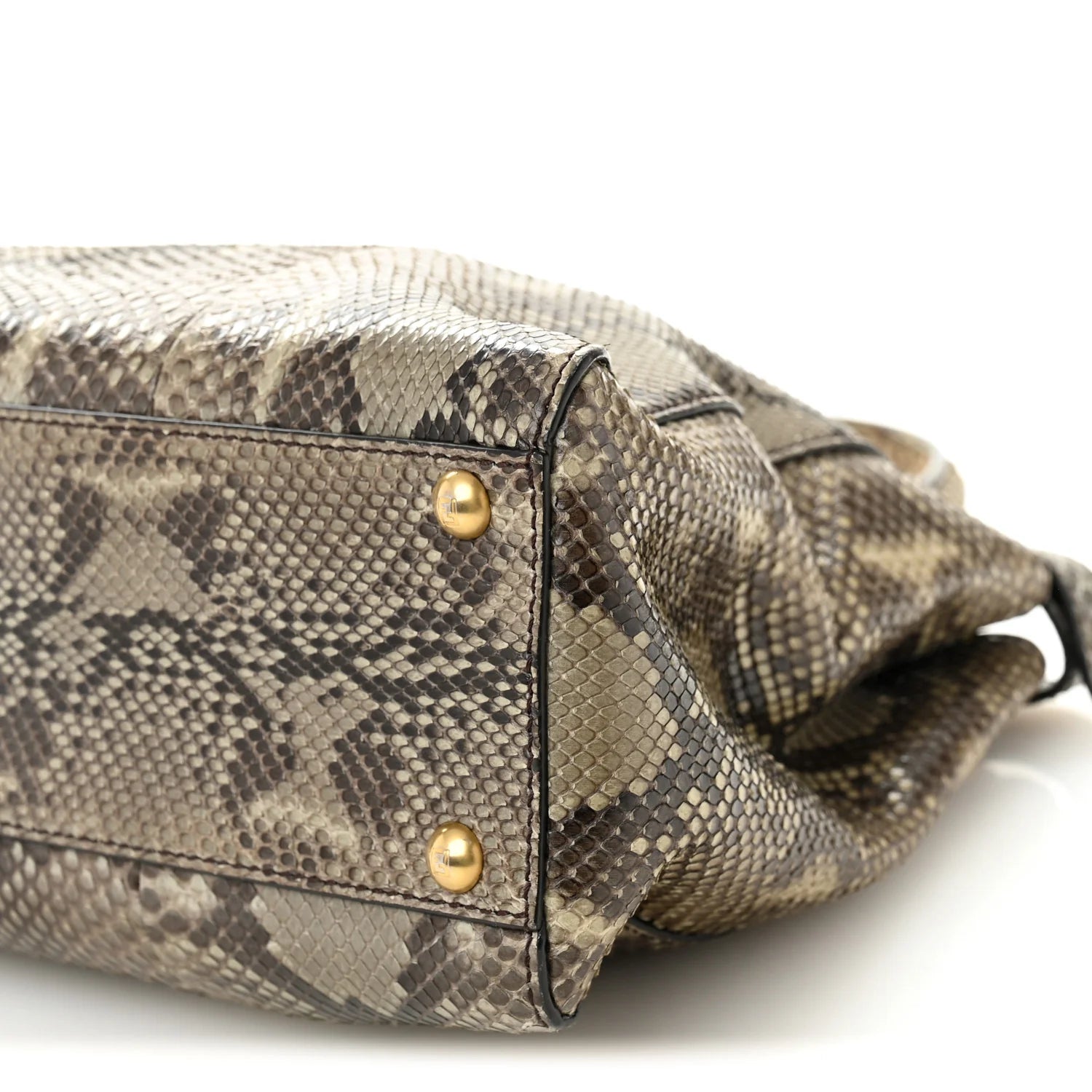 Snakeskin Medium Peekaboo Iconic Satchel Asfalto Nocciola