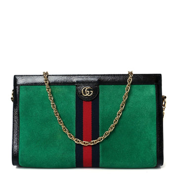 Suede Patent Web Medium Ophidia Chain Shoulder Bag New Shamarock Black