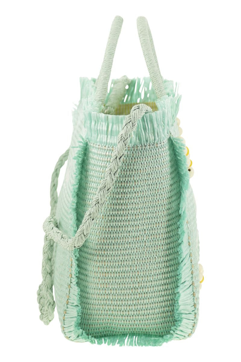 COLETTE - STRAW-EFFECT BAG with EMBROIDERED LOGO