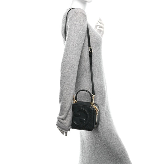 Sakai Be Green Calfskin Diagonal Stitched Blondie Top Handle Bag Black