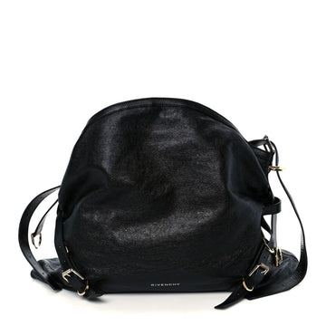 Tumbled Calfskin Large Voyou Bag Black
