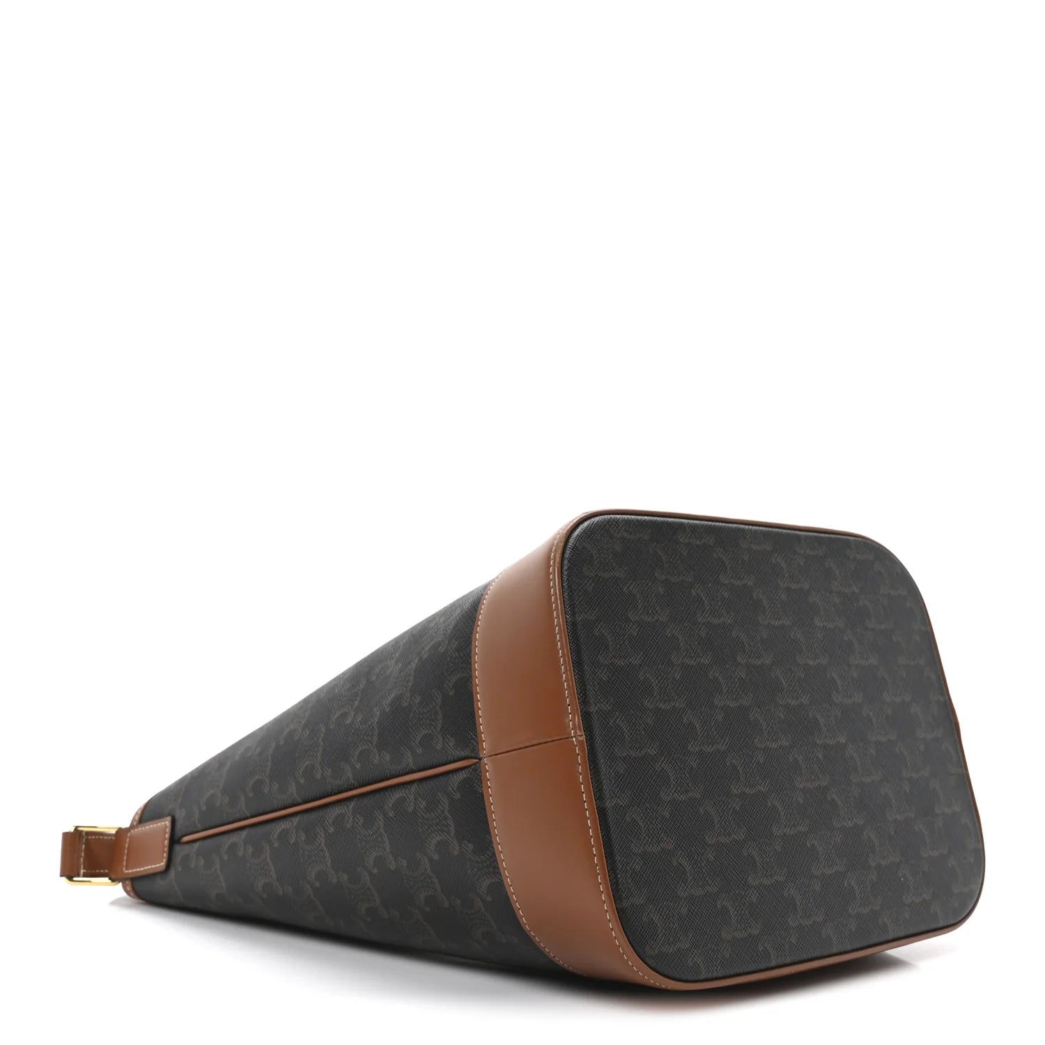 Triomphe Canvas Calfskin Medium Bucket Bag Tan