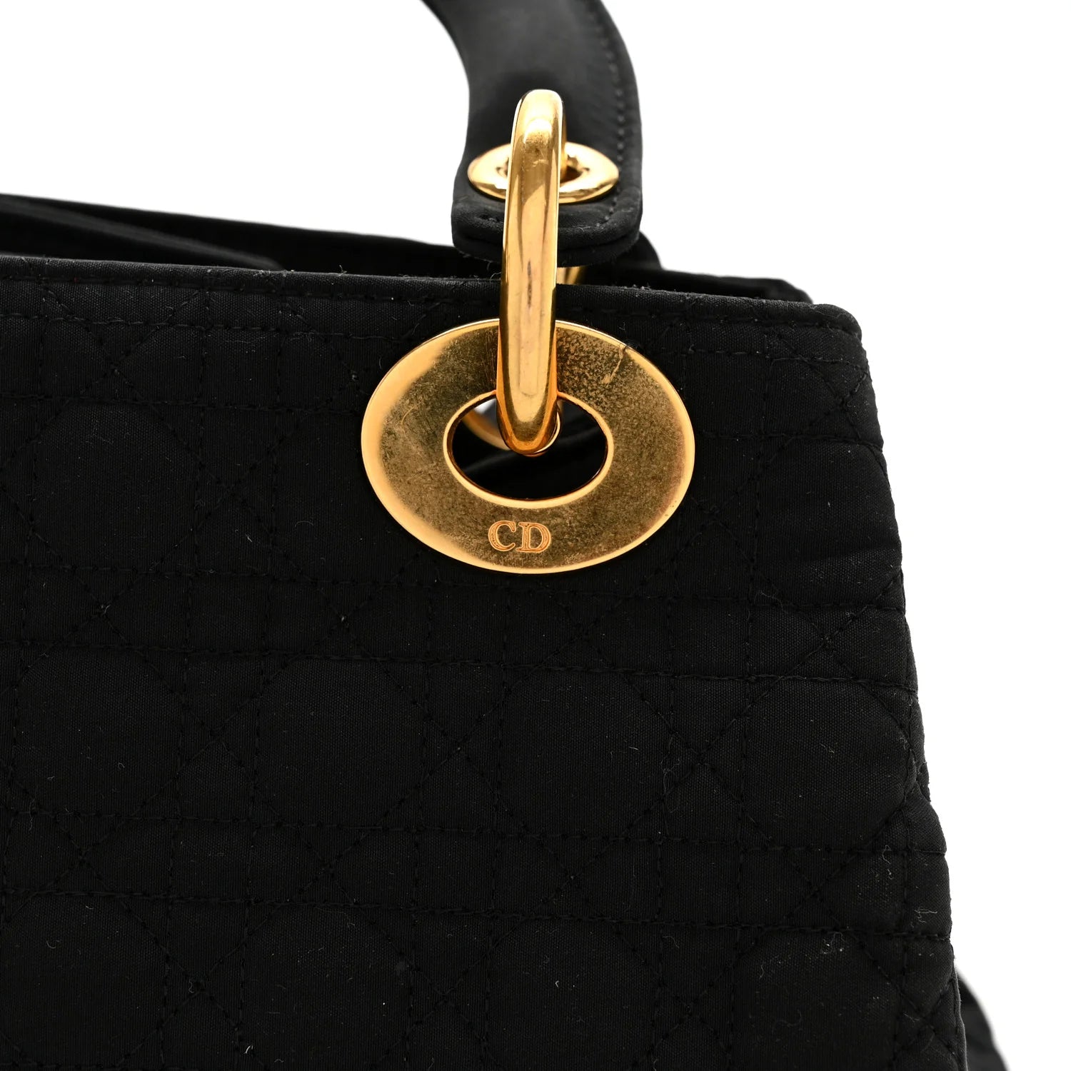 Nylon Cannage Medium Lady Dior Black