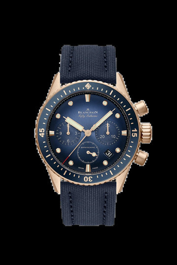 Unworn  Fifty Fathoms Bathyscaphe Chronographe Flyback, 18K Red Gold, 43Mm, Ref# 5200-3640-O52A, Box and Papers