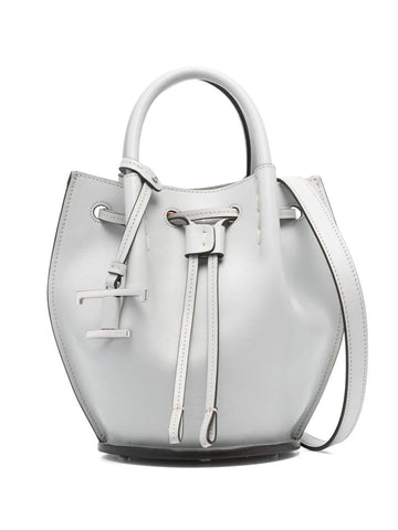LOGO-CHARM LEATHER MINI BUCKET BAG