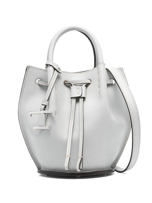 LOGO-CHARM LEATHER MINI BUCKET BAG