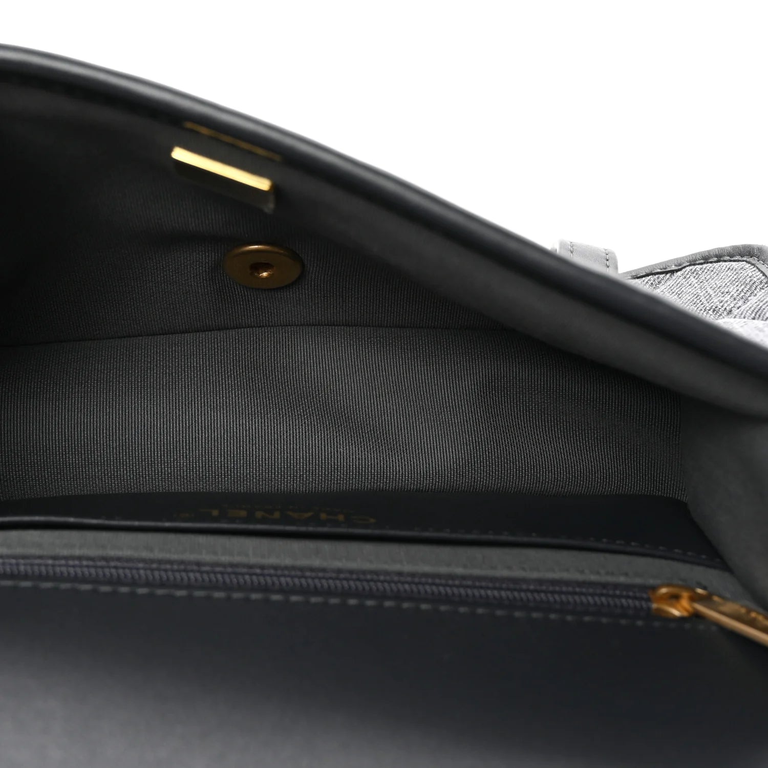 Washed Denim Quilted Messenger Flap Black