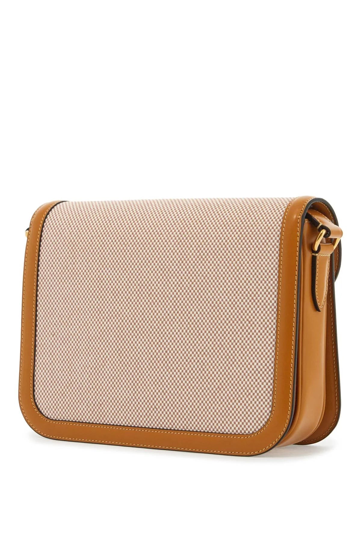 TWO-TONE CANVAS and LEATHER 9TO5 SHOULDER BAG