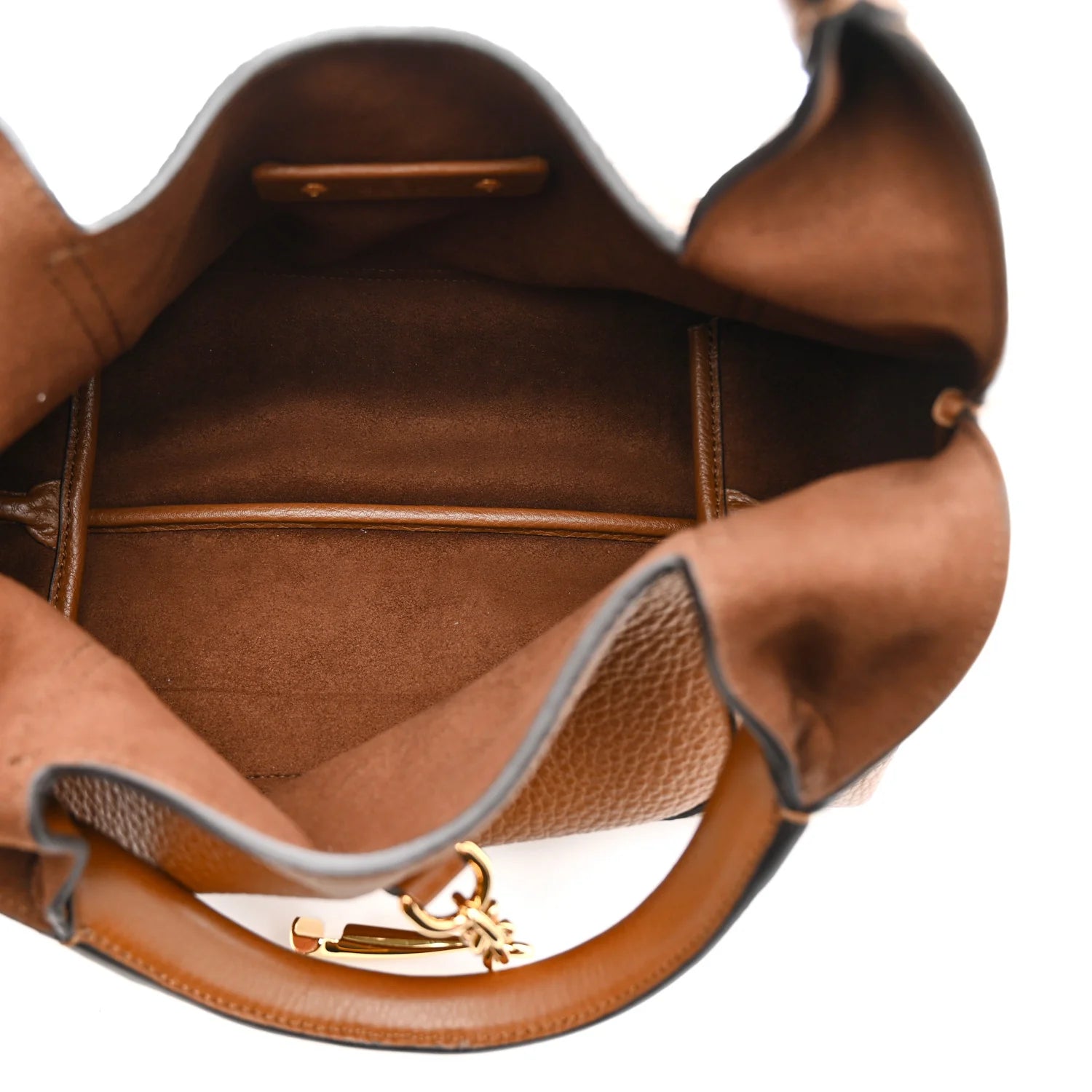 Grained Calfskin Softbit Medium Shoulder Bag Brown