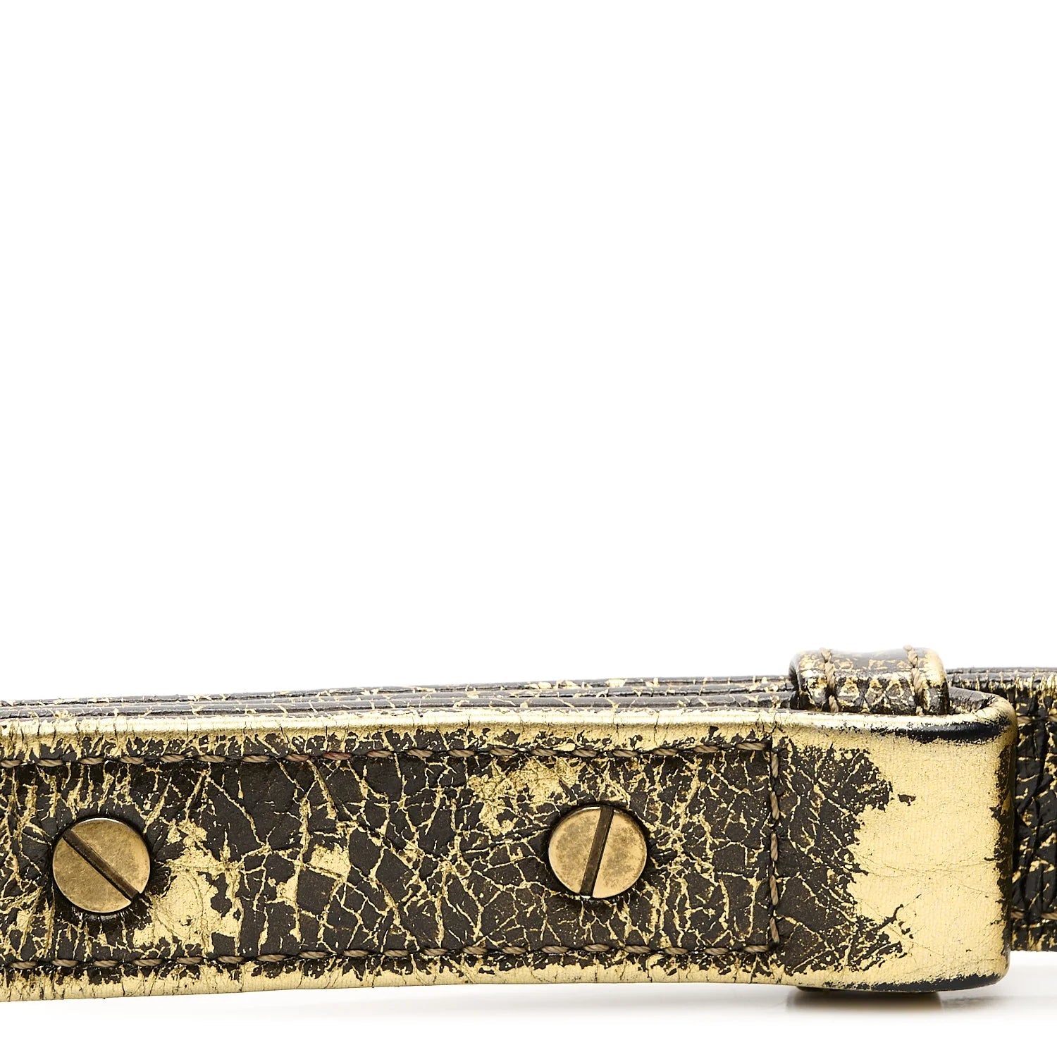 Cracked Metallic Calfskin Quilted Small Boy Flap Gold