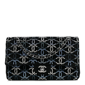 Velvet Crystal Medium Double Flap Black