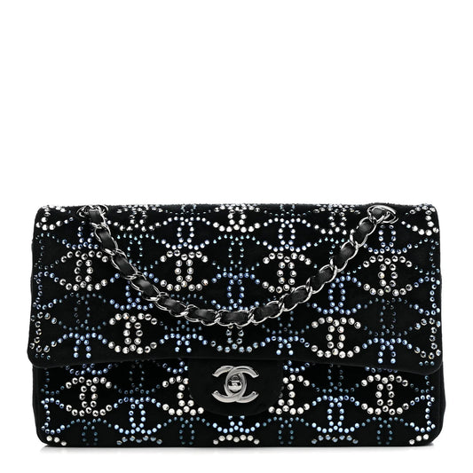 Velvet Crystal Medium Double Flap Black